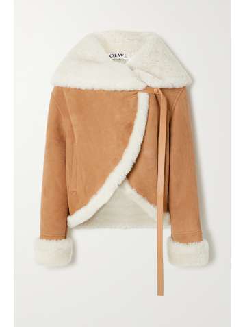 LOEWE Leather-trimmed shearling jacket