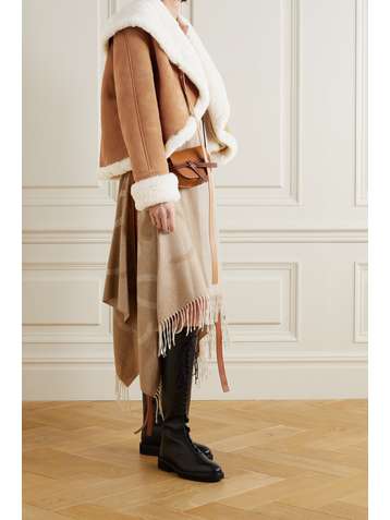LOEWE Leather-trimmed shearling jacket