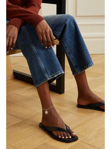 MARLO LAZ Mini Porte Bonheur Coin 14-karat gold, enamel and sapphire anklet