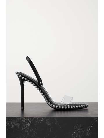 ALEXANDER WANG Nova High crystal-embellished satin and PVC slingback sandals