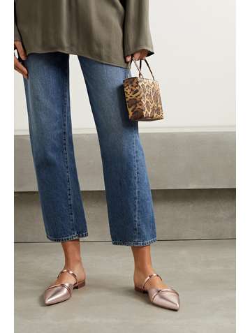 MALONE SOULIERS Frankie metallic leather point-toe flats