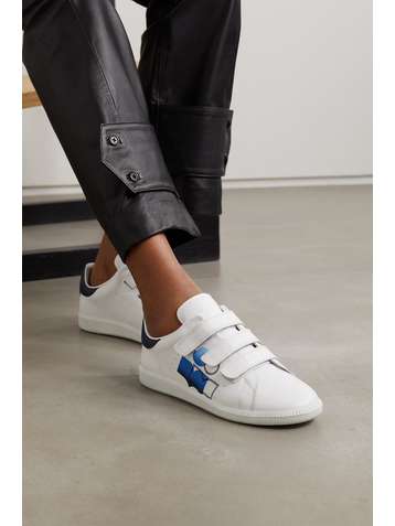 ISABEL MARANT Brownsy logo-print embroidered leather sneakers
