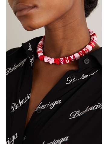 BALENCIAGA Toy silver-tone beaded choker