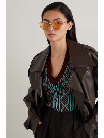 GUCCI EYEWEAR Lunettes de soleil œil-de-chat en métal doré et en acétate