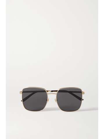 GUCCI EYEWEAR Goldfarbene Oversized-Sonnenbrille mit eckigem Rahmen und Details aus Azetat