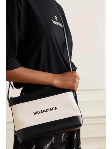 BALENCIAGA Leather-trimmed canvas shoulder bag