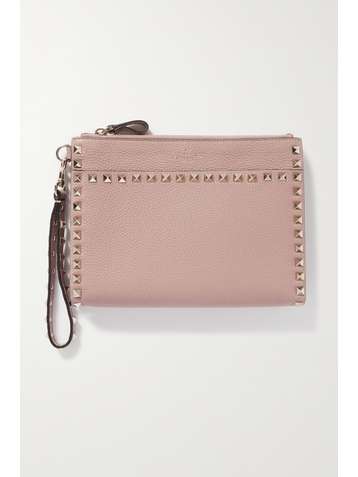 VALENTINO Pochette en cuir texturé Rockstud Valentino Garavani