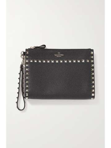 VALENTINO Pochette en cuir texturé Rockstud Valentino Garavani