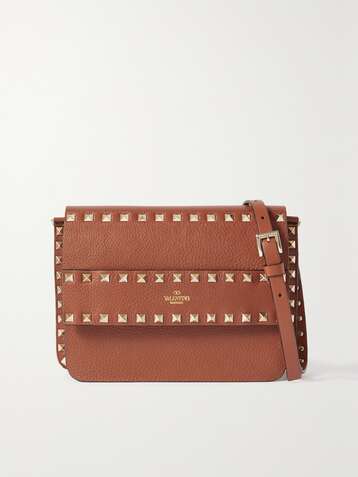 VALENTINO Valentino Garavani Rockstud textured-leather shoulder bag
