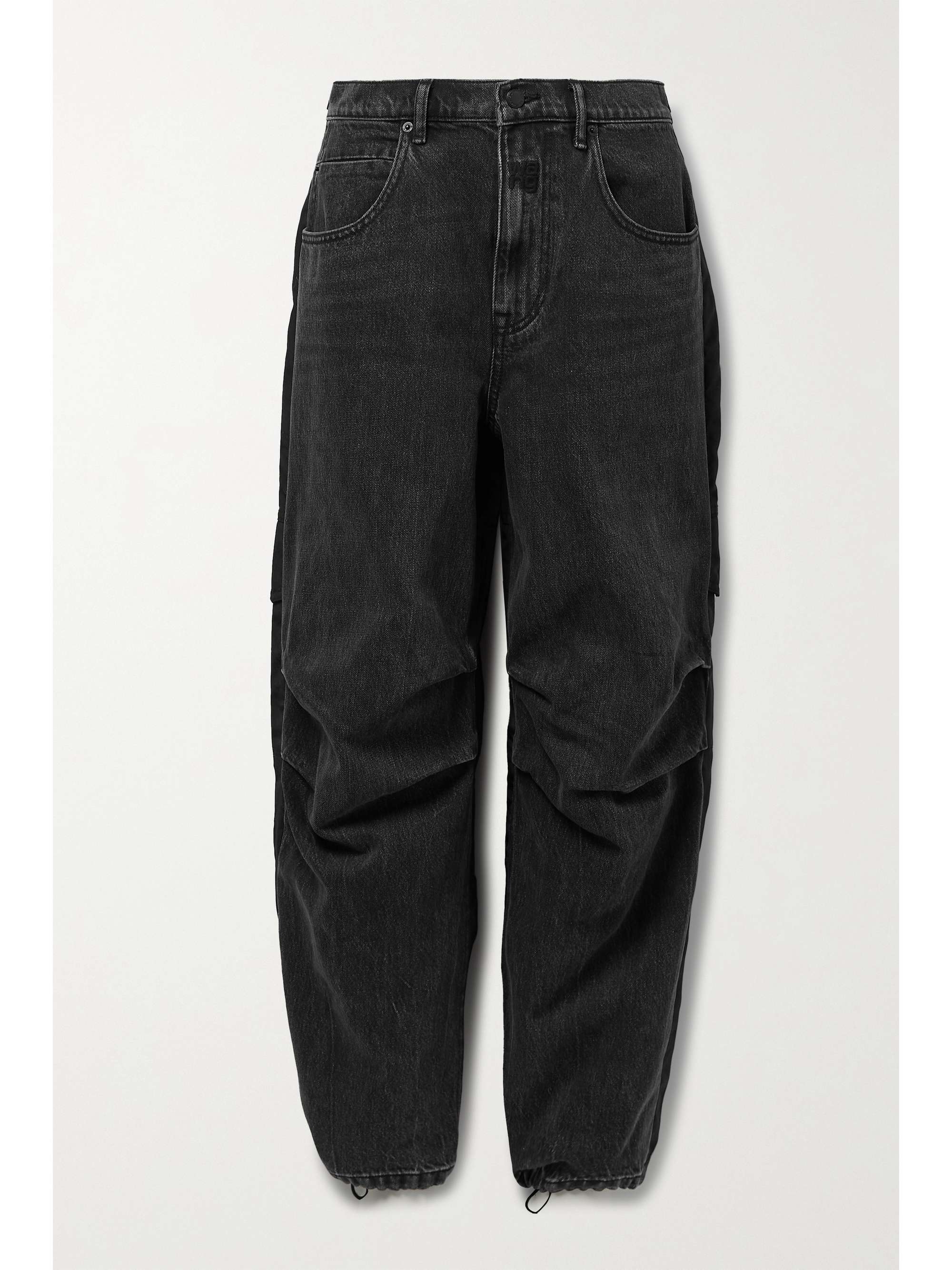 Charcoal Paneled denim and shell boyfriend jeans | ALEXANDER WANG |  NET-A-PORTER