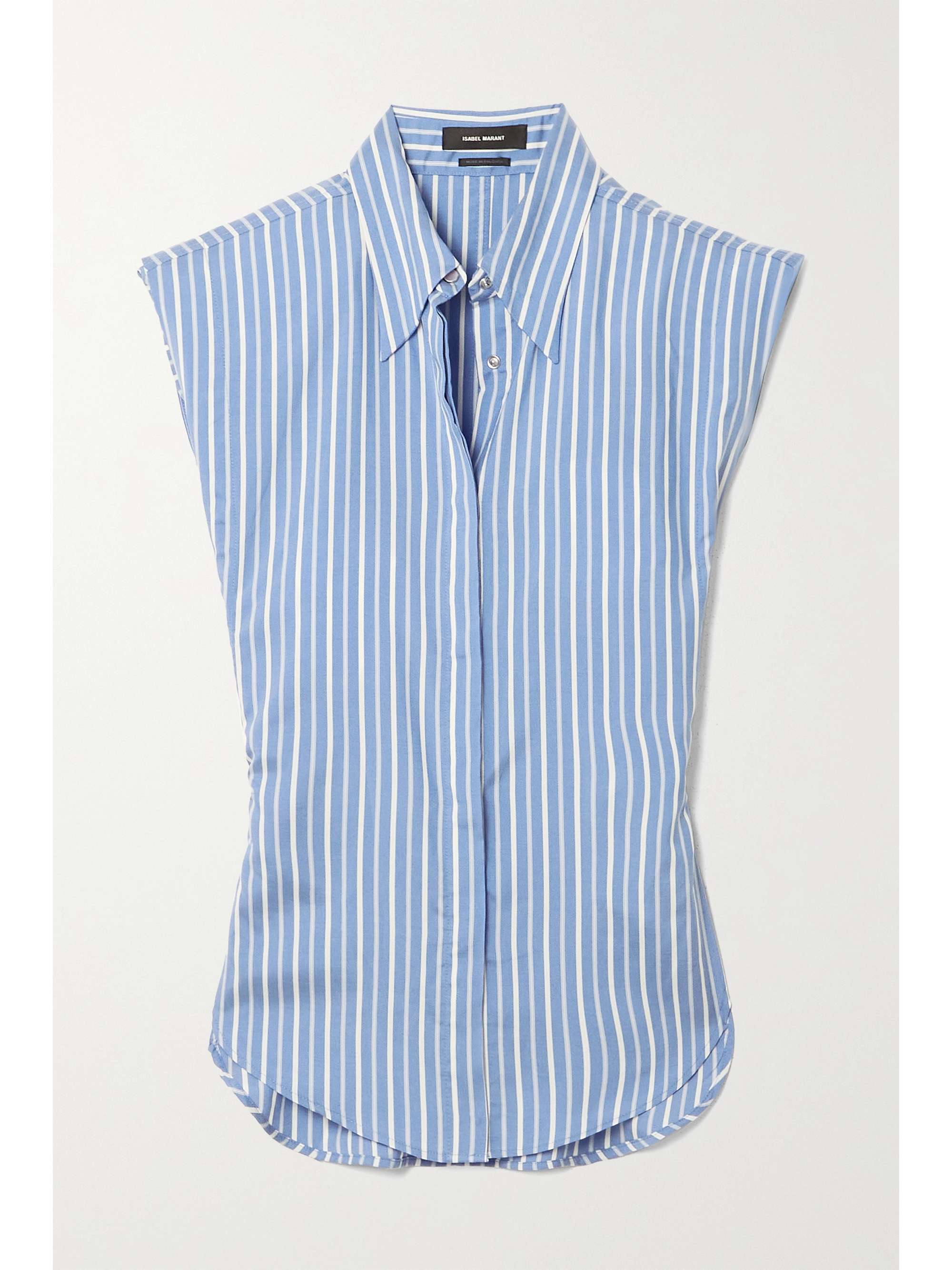 Blue Enza striped silk shirt | ISABEL 