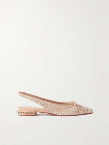 CHRISTIAN LOUBOUTIN Hall 20 spiked perforated suede slingback point-toe flats