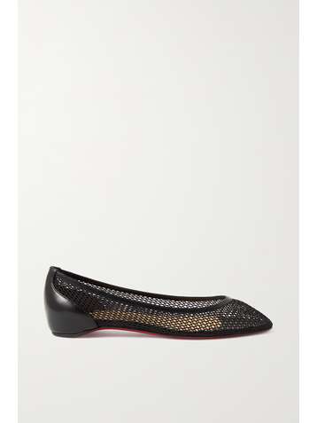 CHRISTIAN LOUBOUTIN Filomena mesh and leather point-toe flats