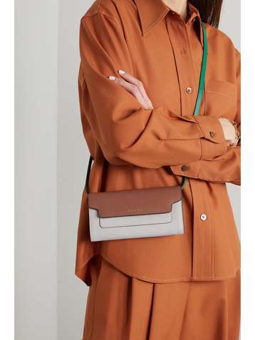 MARNI Trunk color-block textured-leather shoulder bag