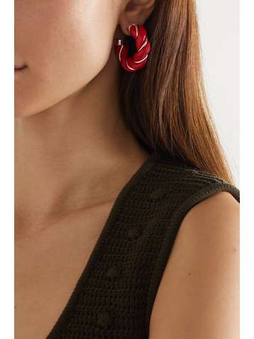 BOTTEGA VENETA Boucles d'oreilles en métal argenté et cuir