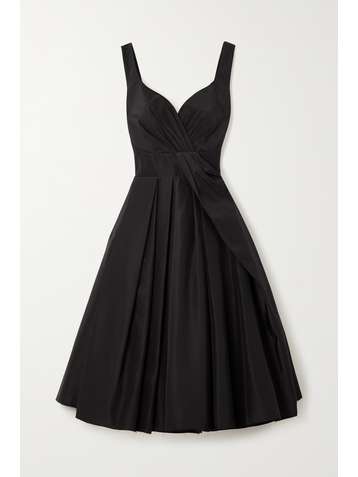 ALEXANDER MCQUEEN Pleated cotton and silk-blend midi dress