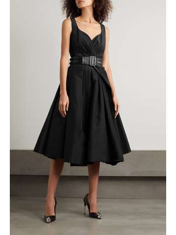 ALEXANDER MCQUEEN Pleated cotton and silk-blend midi dress