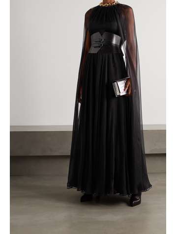 ALEXANDER MCQUEEN Cape-effect silk-chiffon gown