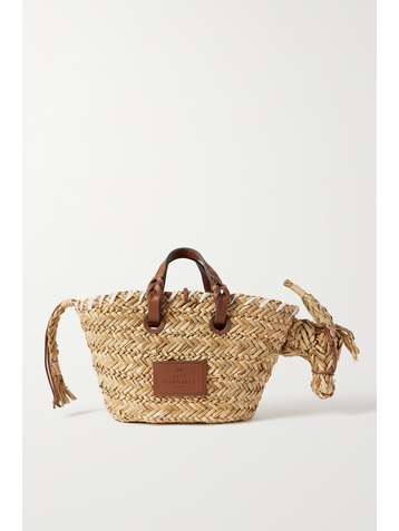 ANYA HINDMARCH Basket Donkey leather-trimmed woven raffia tote