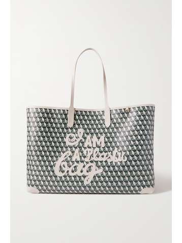 ANYA HINDMARCH I Am A Plastic Bag appliquéd leather-trimmed printed coated-canvas tote