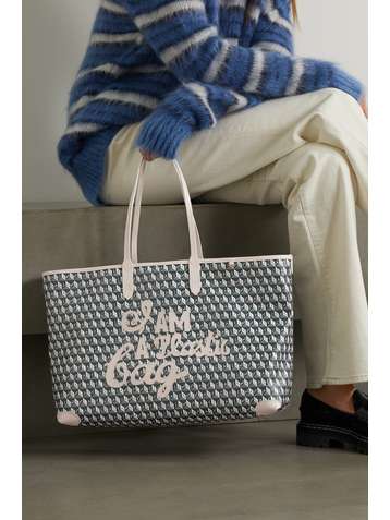 ANYA HINDMARCH I Am A Plastic Bag appliquéd leather-trimmed printed coated-canvas tote