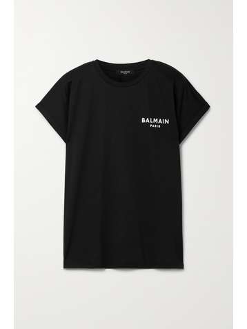 BALMAIN Flocked cotton-jersey T-shirt
