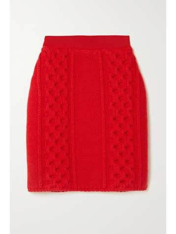 BOTTEGA VENETA Cable-knit wool and cotton-blend mini skirt