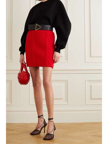 BOTTEGA VENETA Cable-knit wool and cotton-blend mini skirt