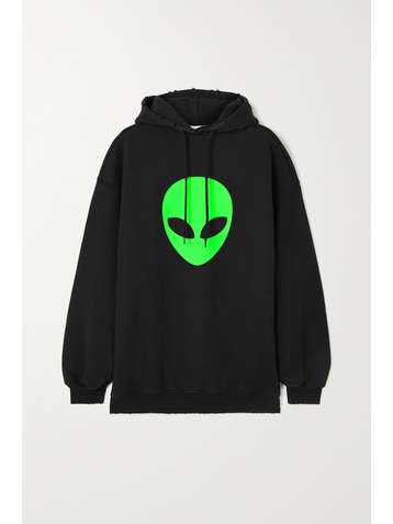 BALENCIAGA Oversized-Hoodie aus Baumwoll-Jersey mit Print