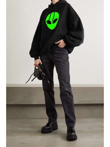 BALENCIAGA Oversized-Hoodie aus Baumwoll-Jersey mit Print