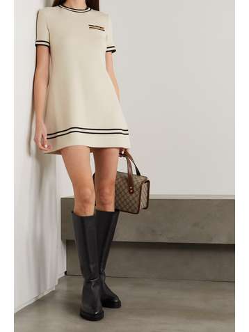 GUCCI Horsebit wool-jacquard mini dress
