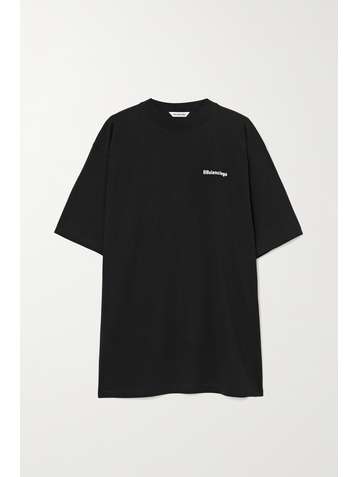 BALENCIAGA Oversized embroidered cotton-jersey T-shirt