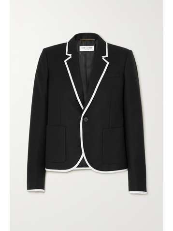 SAINT LAURENT Piped wool blazer