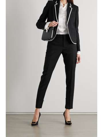 SAINT LAURENT Piped wool blazer