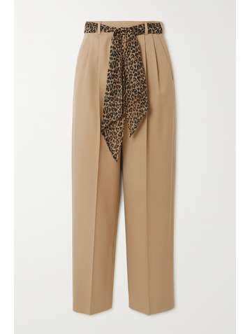 SAINT LAURENT Belted wool-gabardine straight-leg pants