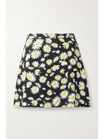 SAINT LAURENT Floral-print crepe mini skirt
