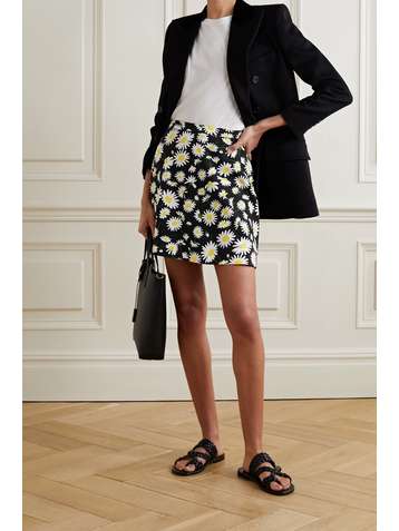 SAINT LAURENT Floral-print crepe mini skirt