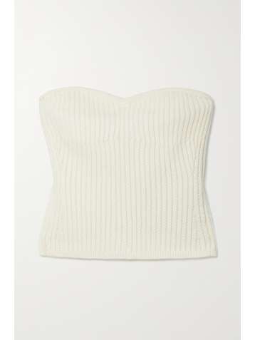 SAINT LAURENT Haut bustier en laine côtelée
