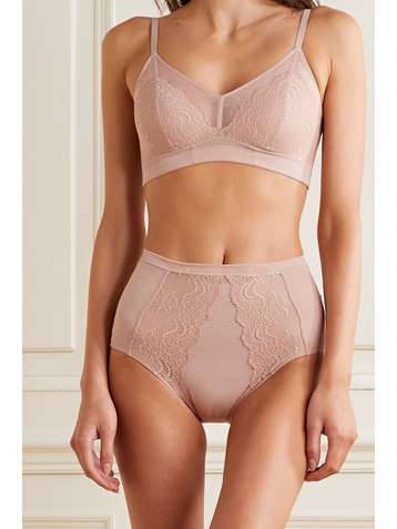 SPANX Spotlight lace-trimmed stretch-tulle briefs