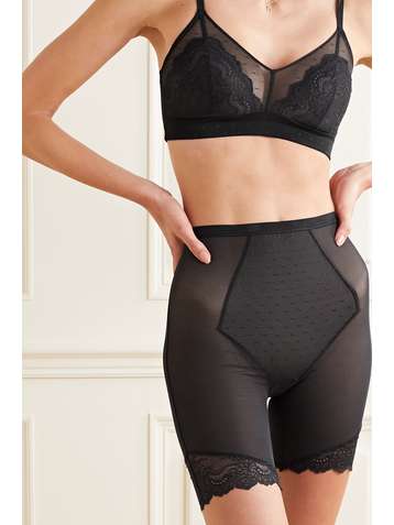 SPANX Spotlight lace-trimmed stretch-tulle shorts