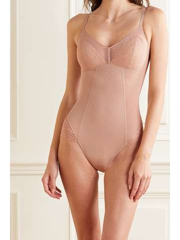 SPANX Spotlight lace-trimmed stretch-tulle bodysuit