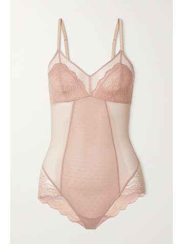 SPANX Spotlight lace-trimmed stretch-tulle bodysuit