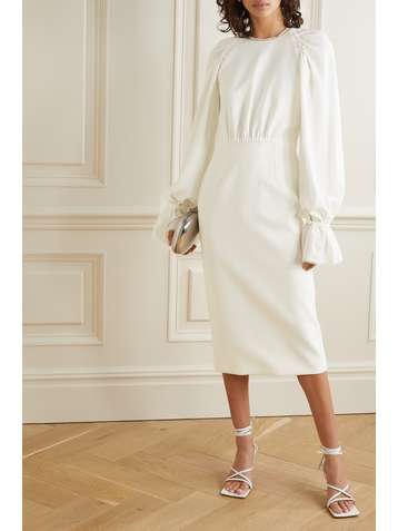ROKSANDA Vaniria tulle-trimmed gathered cady dress