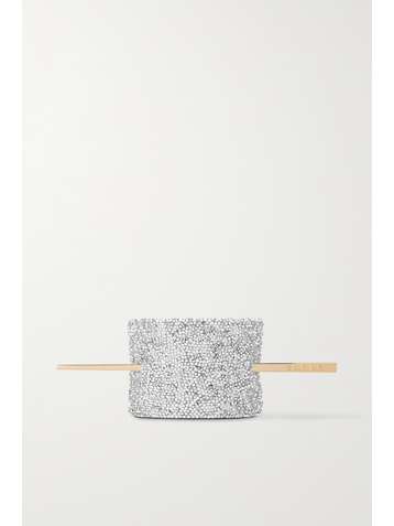 BALMAIN PARIS HAIR COUTURE Gold-tone, crystal and leather hair pin