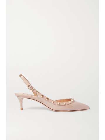 VALENTINO Valentino Garavani Rockstud 50 patent-leather slingback pumps