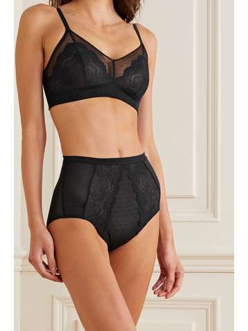 SPANX Spotlight lace-trimmed stretch-tulle briefs