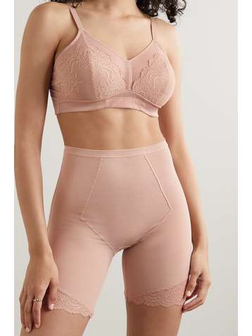 SPANX Spotlight lace-trimmed stretch-tulle shorts