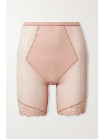 SPANX Spotlight lace-trimmed stretch-tulle shorts