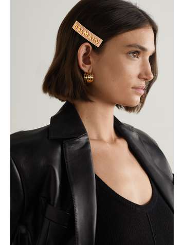 BALMAIN PARIS HAIR COUTURE Gold-plated and leather hair clip