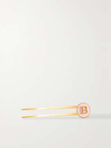 BALMAIN PARIS HAIR COUTURE Gold-plated and leather hair pin